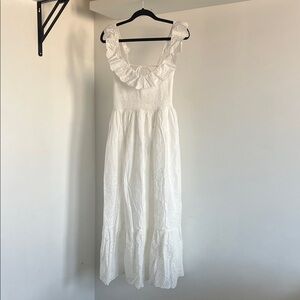 Astr White Eyelet Cotton Midi Dress